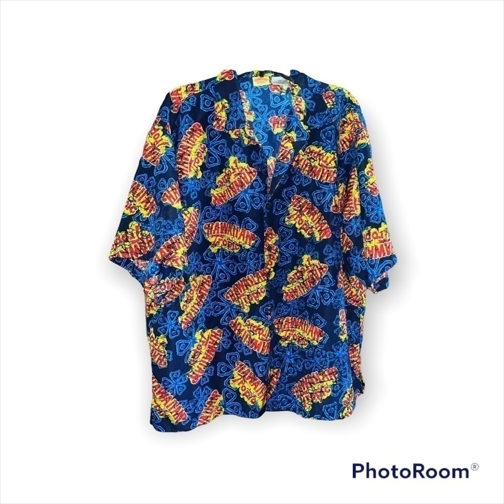 HAWAIIAN tropic blue logo resort shirt!